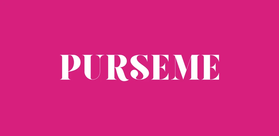 The PurseMe wordmark in white on the app’s pink.