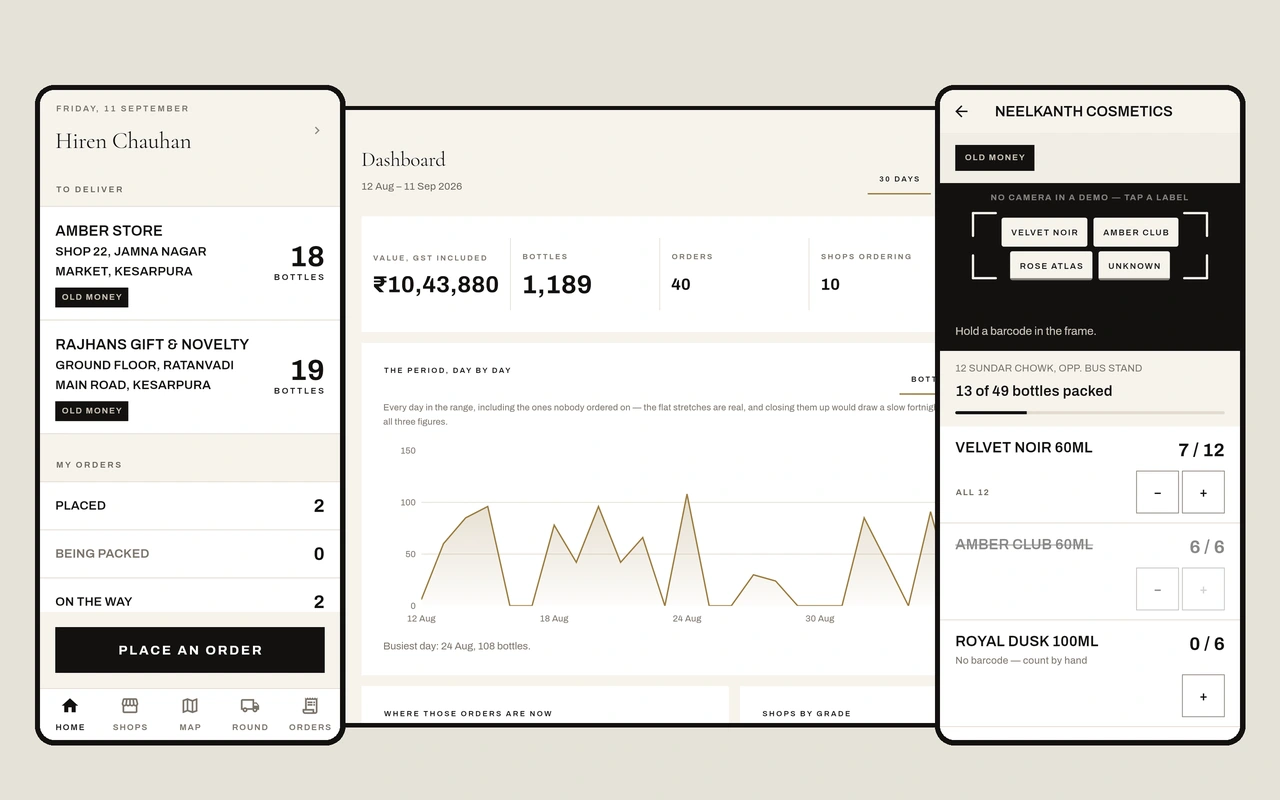 Old Money Wholesale Operations — Internal wholesale operations app for a perfume brand.